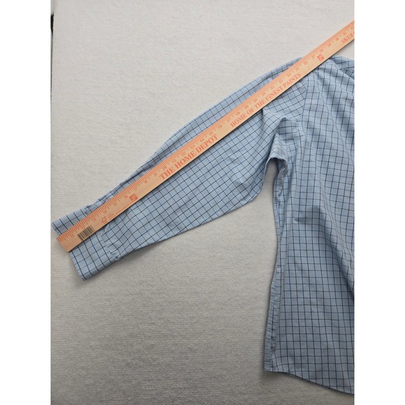 UNTUCKit Mens 2XL Light Blue Plaid Relaxed Fit Wrinkle Free Button Down Shirt - Picture 8 of 9